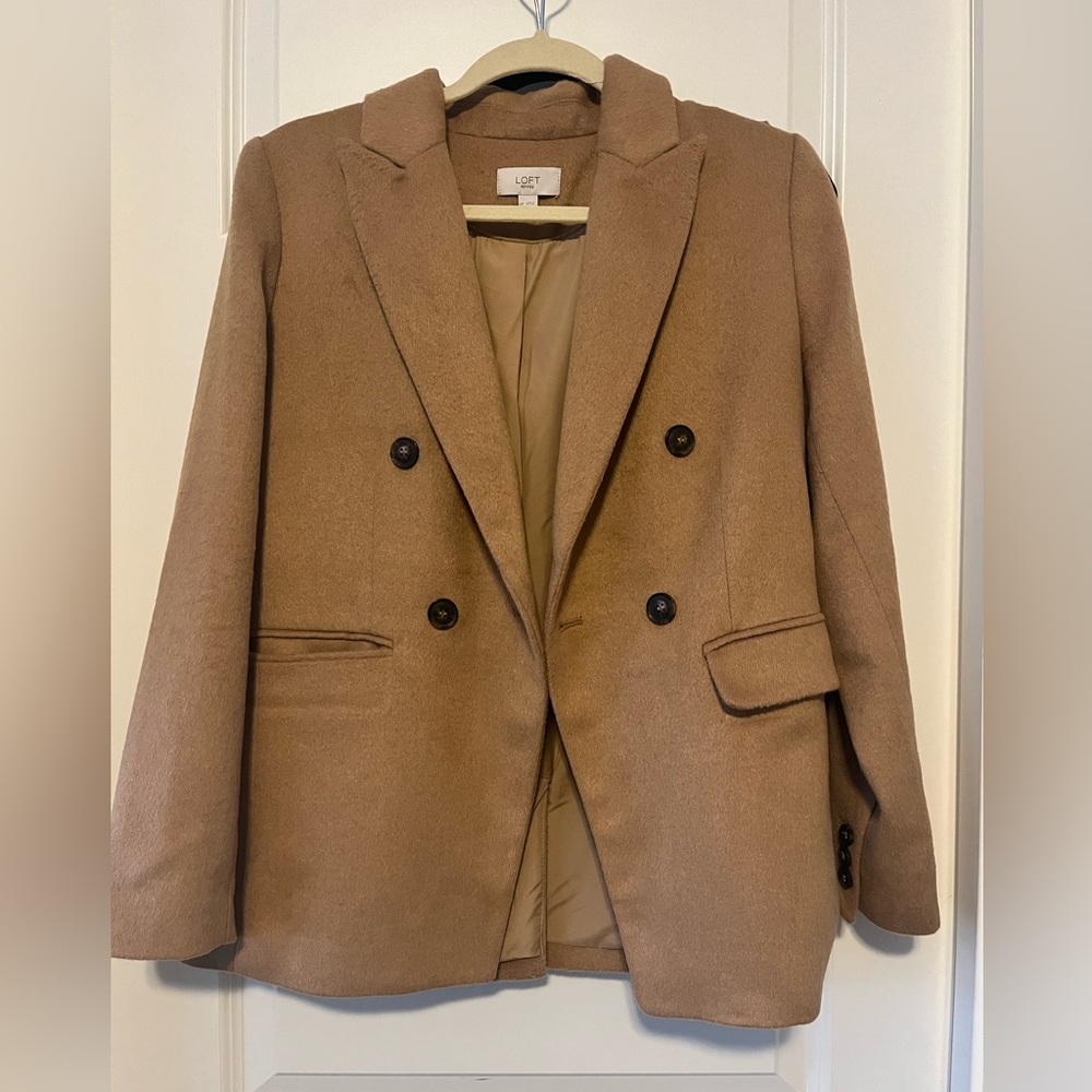 LOFT Caramel Double Breasted Blazer